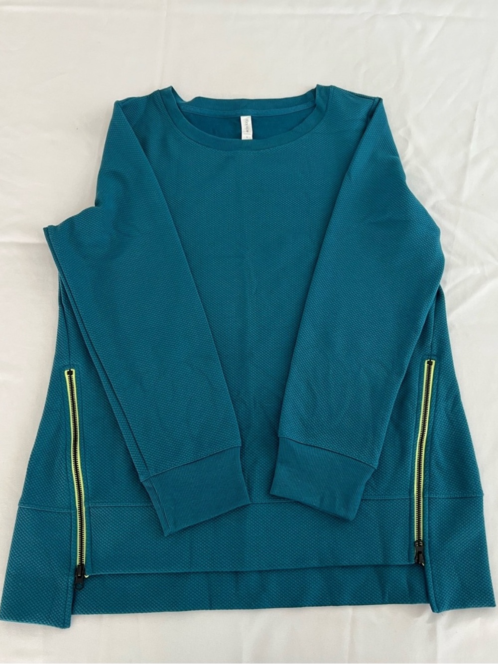 Ideology Teal Crewneck Pullover with Side Zips